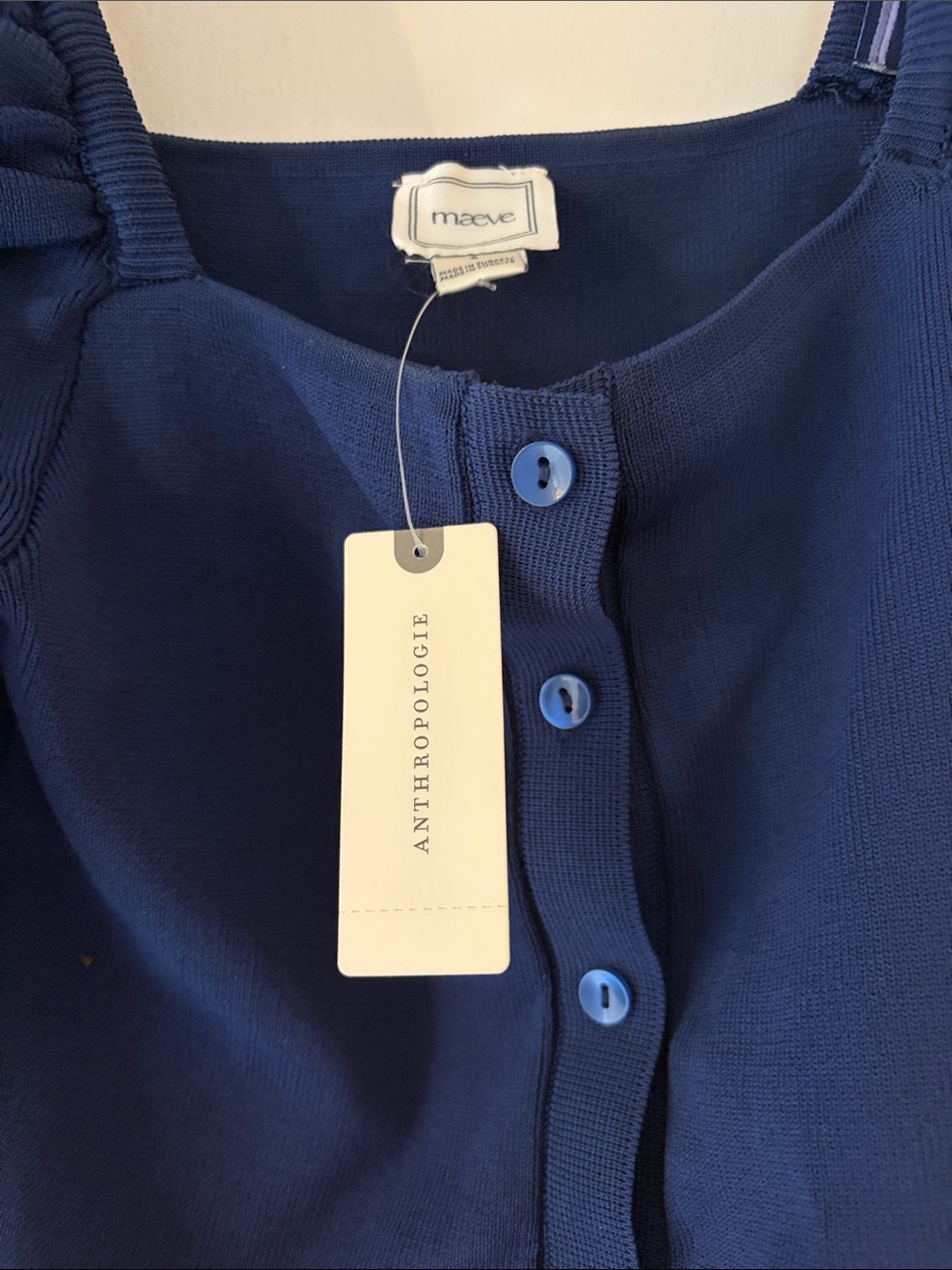 Maeve Royal Blue Puff-Sleeve Button-Front Top - Picture 2 of 3